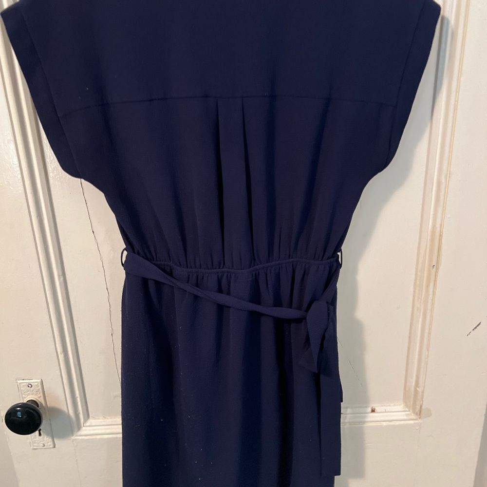 Cute navy blue dress with waist tie belt - Picture 3 of 3
